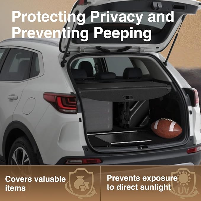 Trunk Cargo Cover for Kia Sportage 2023-2025 2026, Retractable Leather Trunk Cover, Anti-Peeping Retractable Security Shade for Privacy, Sportage Accessories