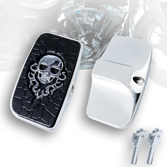 Rear Passenger Footpeg Passenger Peg Floorboard Footboard for Harley (18-later Softail, MetalSkull-Chrome)