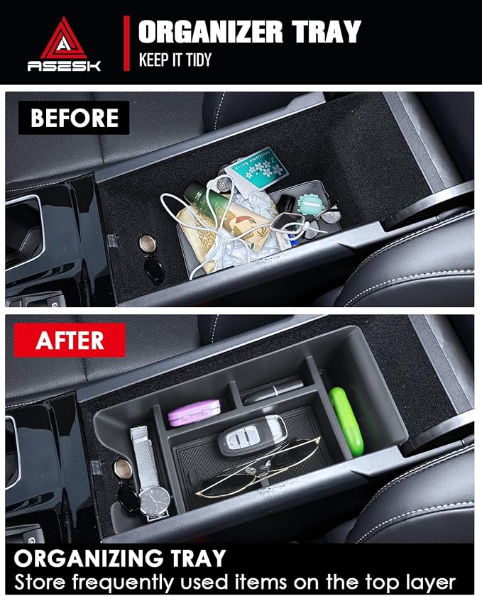 for 4PCS Center Console Armrest Organizer&Wireless Charger Mat&Console Tray&Water Cup Holder Insert ABS Materials Compatible with 2025-2026 Toyota Camry