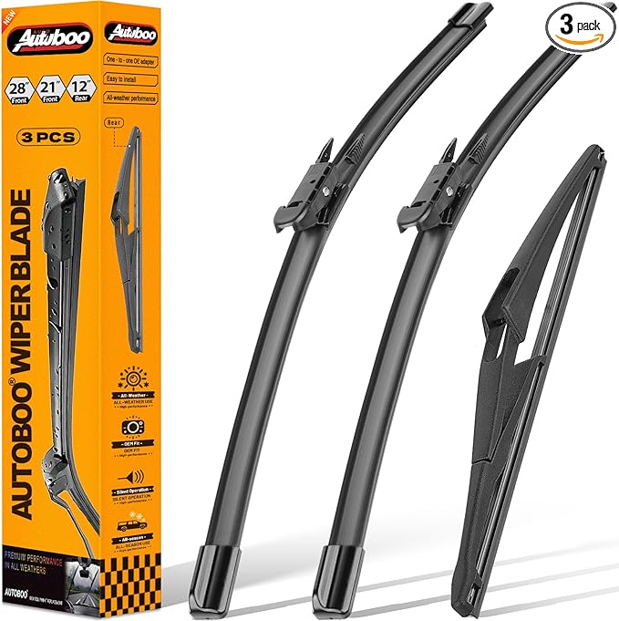 AUTOBOO 28"+21" Windshield Wipers with 12" Rear Wiper Blade Replacement for Mercedes-Benz ML-Class W164 2006-2011 ML320 ML350 ML550 ML63 2005-2012 X164 GL-Class W251 R-Class -Original Factory Quality