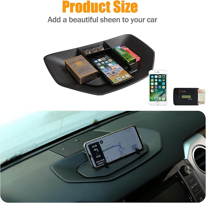 Black ABS Car Center Console Dash Table Storage Tray Fit for Toyota Tundra 2014-2021 Instrument Organizer Phone Holder Cradle Accessories (Without Mobile Phone Holder)