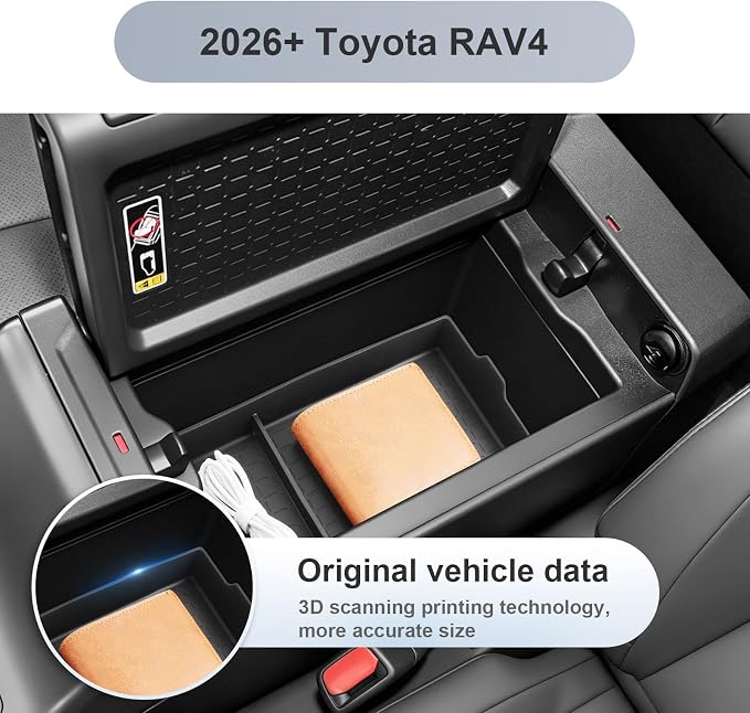 SKTU 2026 RAV4 Center Console Mat for 2026+ Toyota RAV4 (LE/SE/XLE Premium/Woodland/XSE/Limited) Center Console Mat Toyota RAV4 2026 Accessories Rubber Non-Slip Center Console Pad