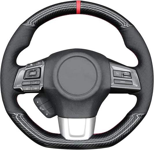 MEWANT Hand Stitch Steering Wheel Cover Wrap for Subaru WRX 2015-2021 / WRX STI 2015-2021 Steering Wheel Accessories for Subaru WRX