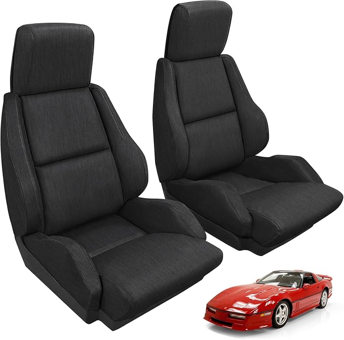 Front Seat Covers Compatible with 1984-1993 Chevy Corvette C4 Sport, Heavy Duty Cationic Linen Fabric Seat Protector