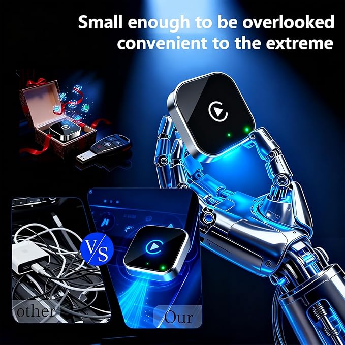 2026 Upgraded Wireless CarPlay Adapter - Fast Auto-Connect, Stable Connection, Mini Size Plug & Play Adapter for iPhone & Android Auto Compatible Cars