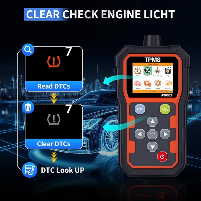 TPMS Diagnostic Programmer- Professional Tire Pressure Sensor Tool with WiFi Upgrade, OBD Diagnosis, Sensor Activation/Programming/Learning, Key Frequency Detection, 2.8-Inch Color LCD