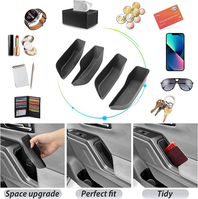 SKTU 4Pack for 2026 Toyota RAV4 Door Side Storage Box for 2026+ Toyota RAV4 (LE/SE/XLE Premium/Woodland/XSE/Limited) Door Handle Organizer 2026 RAV4 Accessories Insert Glove Pallet (Front & Rear)
