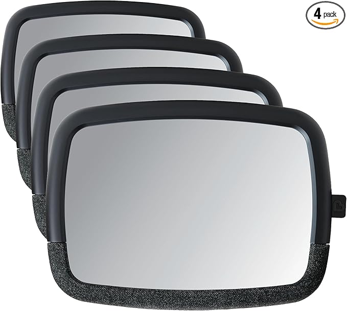 Munchkin Baby Car Mirror for Rear Facing Car Seats,Pivot 360 Baby in-Sight Adjustable Auto Mirror,Black,(Pack of 4)