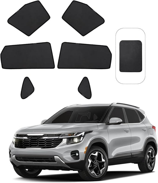 Front Side Half Window Shade Foldable Custom Fit for Kia Seltos 2019-2024 Car Window Shades for Side Window Sun Shade UV Protection Heat Insulation for Camping Sleeping 6PCS