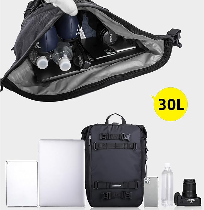 Waterproof Motorcycle Tail Bag 30L Motorbike Rear Rack Storage Bag Saddle Pannier for Touring Adventure Commuting Black