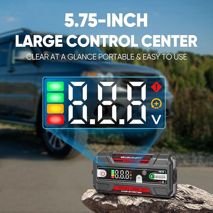 LOKITHOR J400 Jump Starter - 12V 2000A Lithium Battery Jump Pack, Portable Jump Box, Car Starter, Jumper Cables - for Up to 8.0L Gas & 6.0L Diesel Engines | ConnectMax Tech - Smart Digital Display