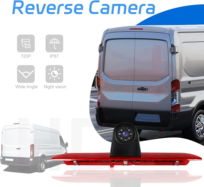 Car Brake Light Rear View Camera for Ford Transit 2014 2015 2016 2017 2018 Car Backup Reversing, Camera Night Vision, IP67 Waterproof,Wide Viewing Angle