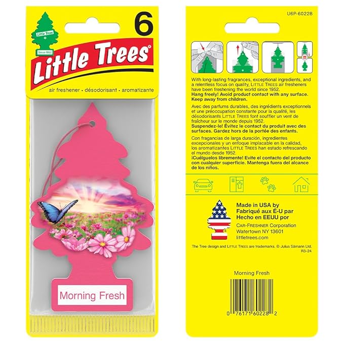 LITTLE TREES Air Fresheners Car Air Freshener. Hanging Tree Provides Long Lasting Scent for Auto or Home. Morning Fresh, 24 Air Fresheners (Pack of 6)
