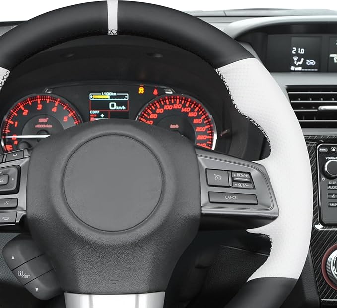 MEWANT Hand Stitch Steering Wheel Cover Wrap for Subaru WRX 2015-2021 / WRX STI 2015-2021 Steering Wheel Accessories for Subaru WRX
