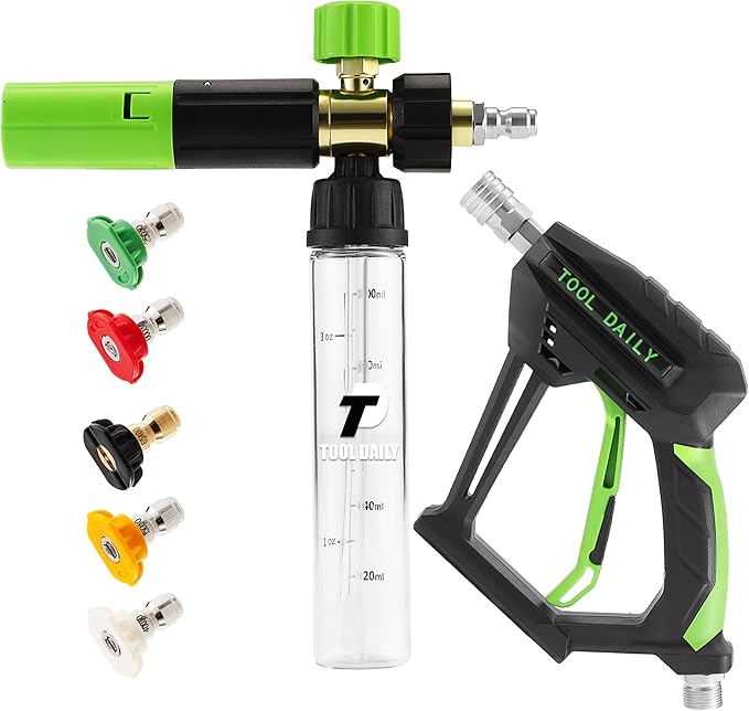 Tool Daily Pressure Washer Nozzle Holder, Pressure Washer Short Gun with Mini Foam Cannon