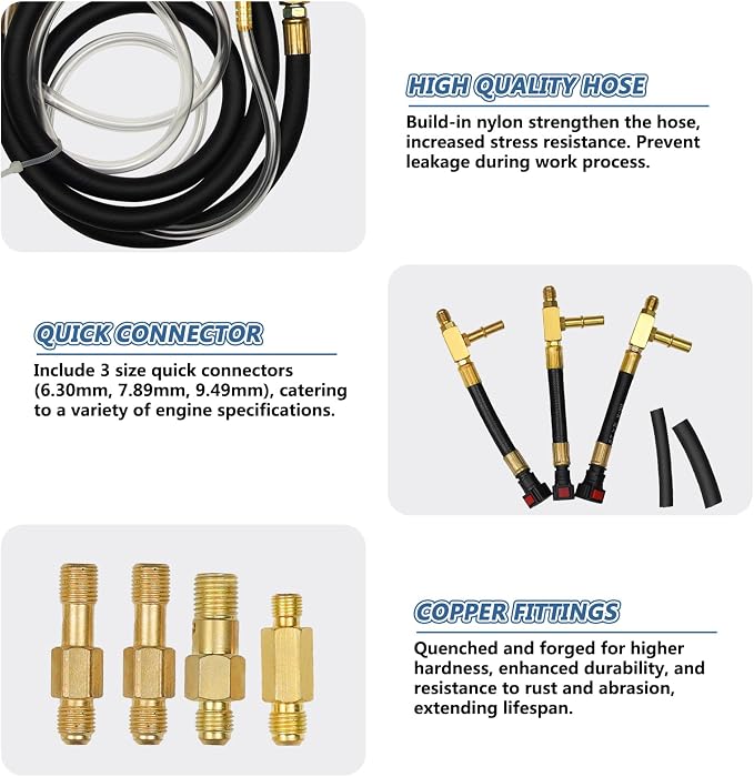 Pro Fuel Injection Pressure Tester Kit Fuel Pressure Gauge Fuel Pressure Test Kit 0-140 PSI with 9.49,7.89,6.30 Fuel Line Fittings