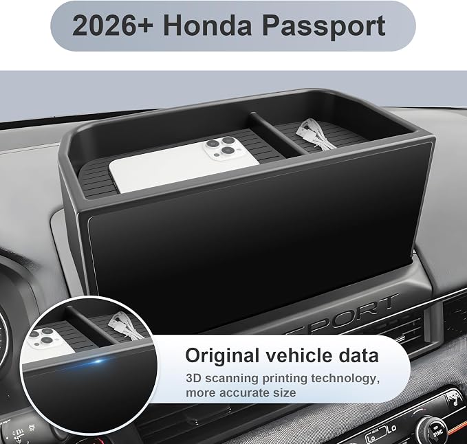 SKTU for 2026 Honda Passport Dashboard Organizer for 2026+ Honda Passport Behind Screen Organizer 2026 Passport ABS Materials Tray Honda Passport 2026 Accessories 2026 Passport Console Tray Durable