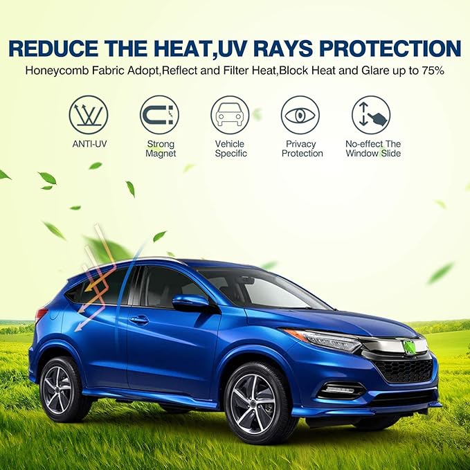 Mixsuper Window Shades for Honda HR-V 2016-2022 HRV Accessories Side Rear Window Covers Foldable Mesh Sunshade Sun Visor Shield Privacy Protection UV Rays Keep Vehicle Cool 4PCS