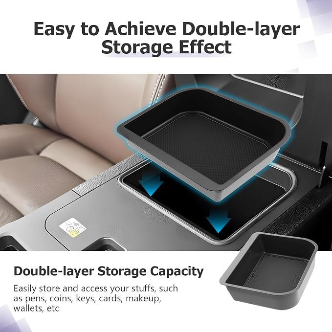LUWU Center Console Organizer for 2024 2025 2026 Lexus GX 550 Accessories Hidden Box, Armrest Storage Box, Center Console Cup Holder GX 550 Accessories 2025 2026 3-Pack (ONLY FIT FOR COOL BOX)