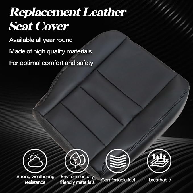 SecosAutoparts Driver & Passenger Side Bottom & Top Leather Replacement Seat Covers Black Compatible with F250 F350 F450 F550 Lariat Super Duty XLT 2002 2003 2004 2005 2006 2007