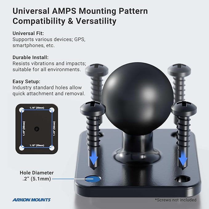 ARKON Mounts Robust Car Headrest Mount Pedestal with 4-Hole AMPS Head