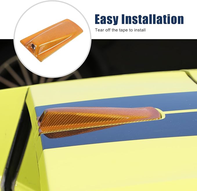 Roof Top Backup Cameras Cover Trim Compatible with C8 Corvette Convertible Z06 Z51 2020-2023 Real Carbon Fiber 1PCS Reversing Camera Protection Cover Trim Accessories (Yellow Carbon)