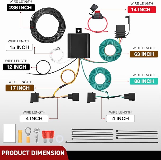 Nilight 4 Pin Trailer Wiring Harness Kit 56329 Vehicle Custom for 2004 2005 2006 2007 2008 2009 2010 2011 2012 Ford Escape Edge Freestar Mazda Tribute Mercury Mariner Lincoln MKX