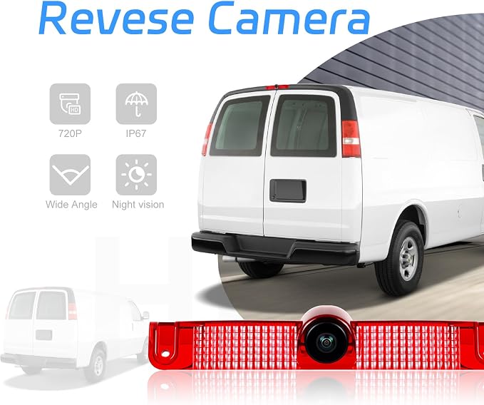 Car Brake Light Rear View Backup Camera for Chevy Express Van 2003-2017 / GMC Savana Van 2003-2017 Top Rear Brake Light Camera HD IR Night Vision Reversing Camera IP67 Waterproof