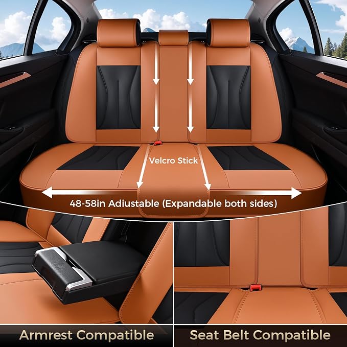 FLORICH Seat Cover, Car Seat Covers Full Set, Waterproof Leather Car Seat Protector 5 Seats, Front and Rear Seat Covers for Cars, Automotive Seat Covers Protector Fit for Most Cars Trucks SUV