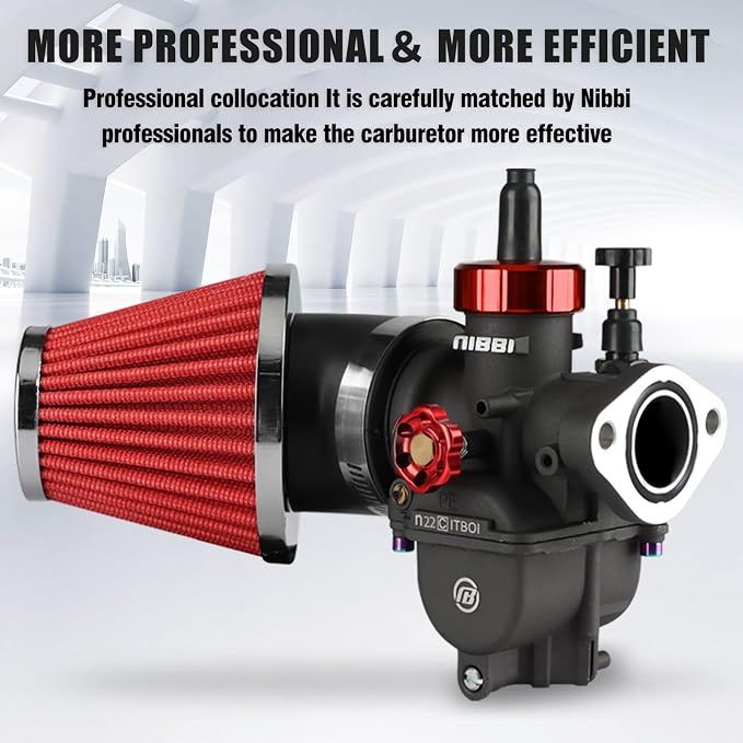 NIBBI PE22 Carburetor with 48mm Air Filters Kit,PE22mm FL Motorcycle Carb Fit for 125cc 130cc 140cc Dirt Bike Pit Bike Apollo TaoTao Lifan Kayo Honda SSR Motor Predator212