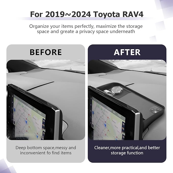 LUWU 2025 RAV 4 Dashboard Storage Tray Compatible with Toyota RAV 4 2019-2022 2023 2024 2025 Center Console Display Box Hidden Tray Behind Screen 2025 RAV 4 Accessories