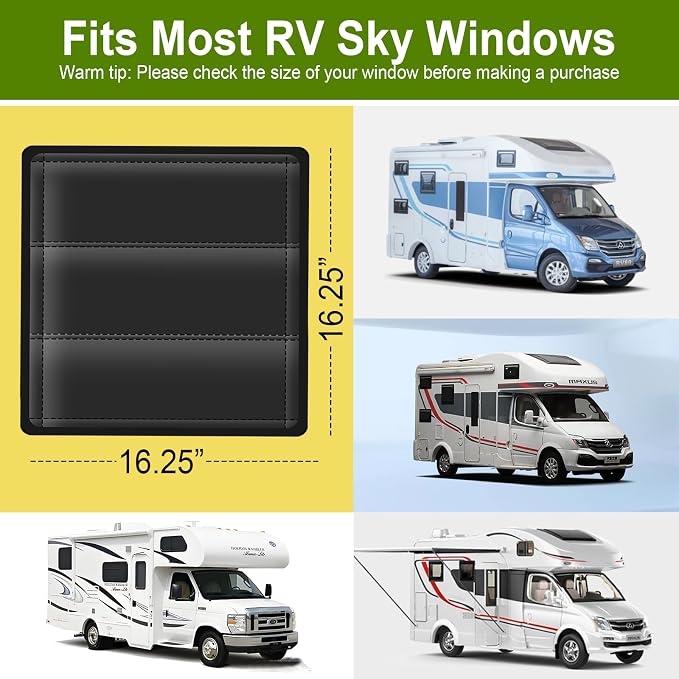 RV Skylight Cover, Magnetic Vent Cover for Roof16 ¼ (L) x 16 ¼" (W), RV Window Blackout with UV Protection and Foldable Magnet Design, Waterproof Fabric, Reflective