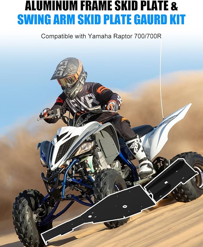 Frame Skid Plate & Swing Arm Skid Plate Guard for Yamaha Raptor 700, ATV Combined Full Chassis Protector for Yamaha Raptor 700 700R 2006-2025 Accessories