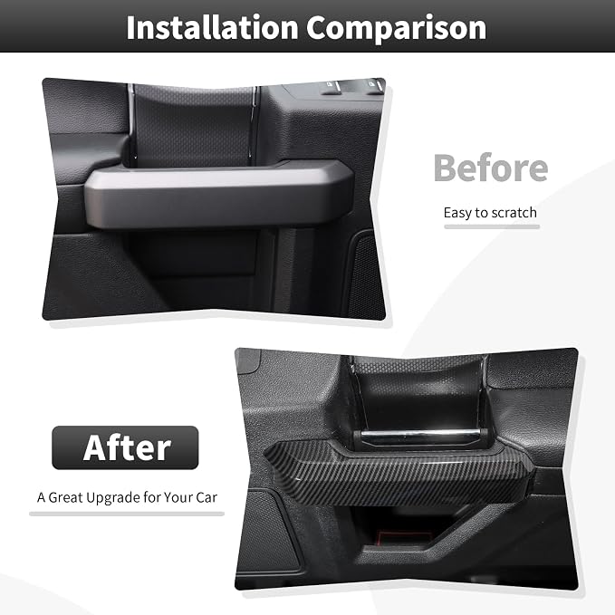 14PCS Carbon Fiber Interior Trim Kits Fit for 2015-2020 Ford F150 Decor Accessories Steering Button Frame Dashboard Door Inner Handle Trim AC Adjustment Rear Air Conditioning Vent Window Lift Panel