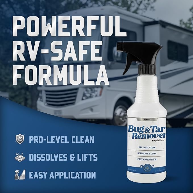 Bug & Tar Remover RV Cleaner, Removes Bugs, Tar & Road Grime, Exterior Spray for Windshield, Front Cap & Headlights, Safe for Fiberglass and Painted Surfaces, 16 Fl Oz