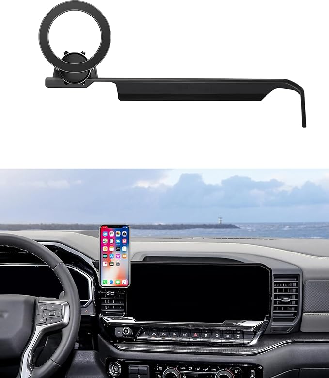Car Phone Holder for 2022-2026 Chevrolet Silverado 1500/2024-2026 Silverado 2500HD/2023-2025 GMC Sierra 1500 2500HD Accessories 13.4-inch Screen Fixed Clip, 360° Rotation