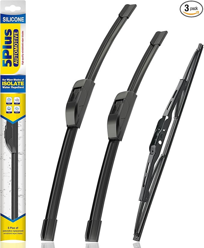 5 PLUS® Silicone Windshield Wipers Replacement for 2018-2021 Chevy Equinox/ 2018-2021 GMC Terrain/ 2003-2009 Kia Sorento Wiper Blades(Set of 3),Automotive Replacement Wiper Blades-24"/18"/13"