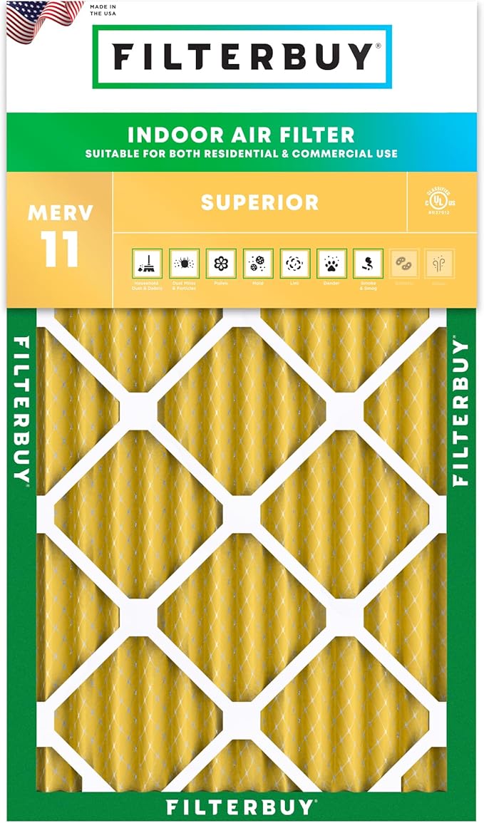 Filterbuy 20x36x2 Air Filter MERV 11 Superior Pet & Allergy Defense (1-Pack), Electrostatic Pleated HVAC AC Furnace Filters Replacement (Actual Size: 19.50 x 35.50 x 1.75)