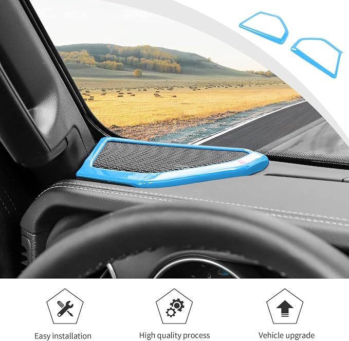 JWWY for Jeep JL Speaker Audio Trim Top & A Pillar Cover Trim for 2024 Jeep Wrangler JL JLU & Gladiator JT Accessories ABS 4PCS Light Blue