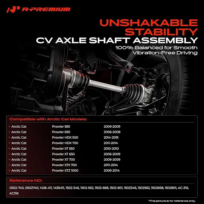 A-Premium Pair (2) Rear CV Axle Shaft Assembly Compatible with Arctic Cat Prowler 550/650 Prowler XT 550/650/700 Prowler, 4x4 Models, Driver and Passenger Side, Replace# 0502-740