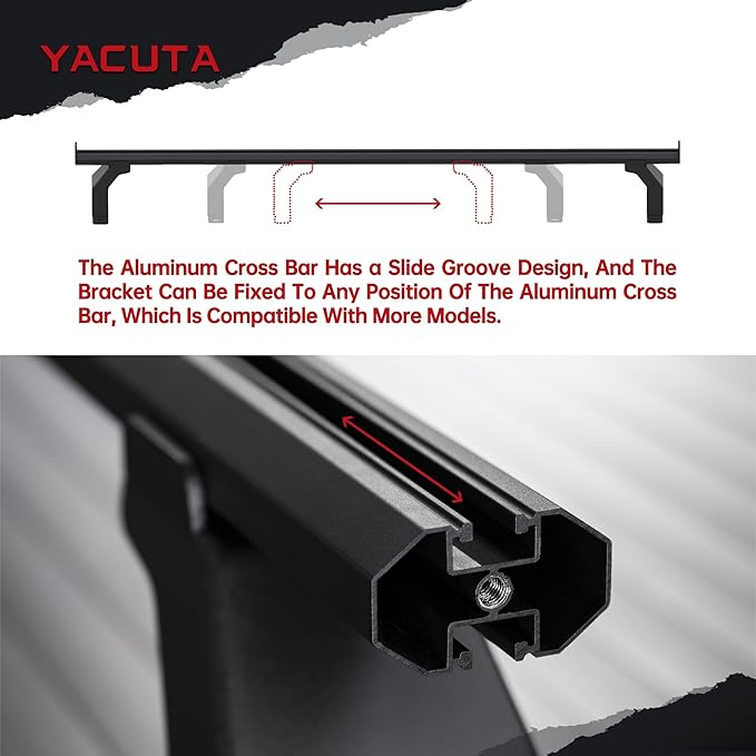 Adjustable Truck Bed Rack Cross Bars,Compatible with Full-Size Trucks with Retractable Hard Tonneau Covers|Length 71"|2PCs|Made of high-Strength Aluminum Alloy