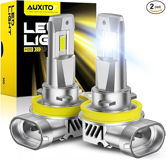 AUXITO H11/H8/H9 LED Bulbs 50,000LM 900% Brighter, 6500K Cool White, 3 Min Plug and Play Installation - Pack of 2