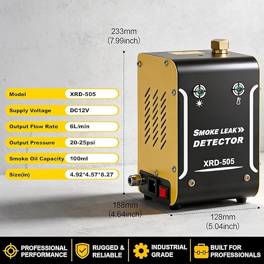 Automotive Smoke Machine with Built-in Air Pump and 100ml Smoke Fluid，Smoke Machine Automotive- 12V DC,Smoke Machine Leak Detector for Cars, Motorcycles, Trucks, Boats, ATVs