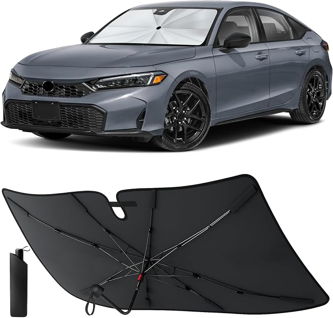 EcoNour Foldable Windshield Sun Shade & Window Tint Fit for 2022-2024 2025 2026 Honda Honda Civic Sunshade, Front Car Window Shades Sun Visor, UV Protection, Heat Blocker, Car Accessories