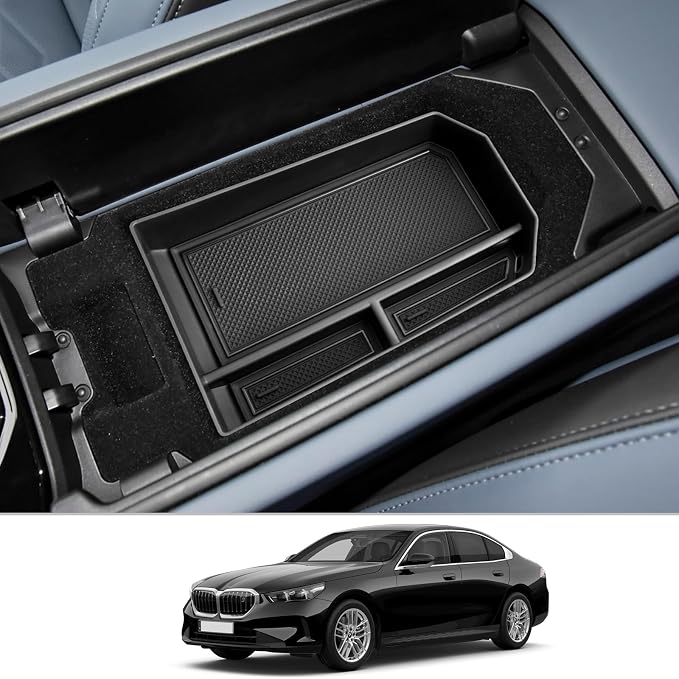 CDEFG Compatible with 2024 2025 BMW 5 Series i5 Center Console Organizer Tray Compatible with 2024 2025 5 Series 530i 540i i5 G60 G61 G68 Accessories Middle Console Organizer Armrest Tray Storage Box