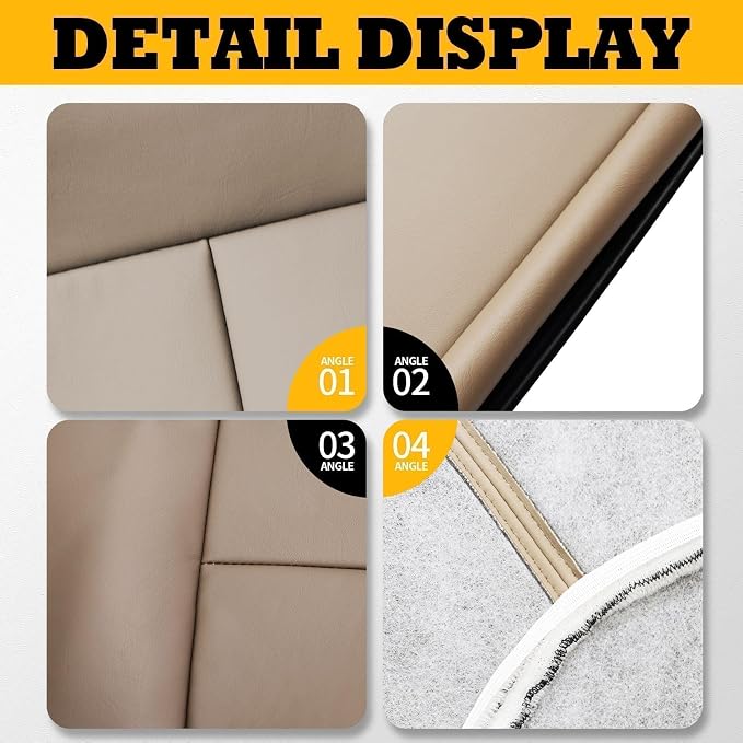 Seat Covers Compatible with F Series 250 350 450 550 1999 2000 | Tan leather bottom and top lean back seat covers compatible with F series 250 350 450 550 1999 2000 driver passenger side