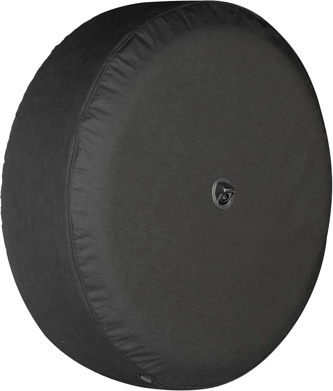 Boomerang - 33" Soft JL Tire Cover for Jeep Wrangler JL (with back-up camera) - Rubicon (2018-2024) - Black Denim Vinyl - Integrated Camera Hood