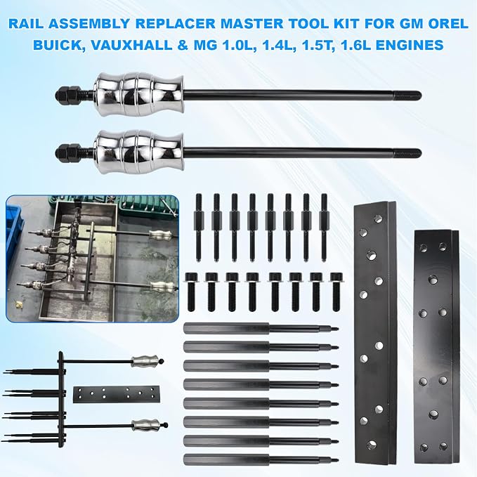 EN-51146 Fuel Injector Puller Removal Tool Rail Assembly Replacer Master Tool Kit Fit for GM Opel Buick Vauxhall MG 1.0L 1.4L 1.5T LFVI 1.5 LG3 1.6L SGE Engine EN-51146-100 EN-51146-200