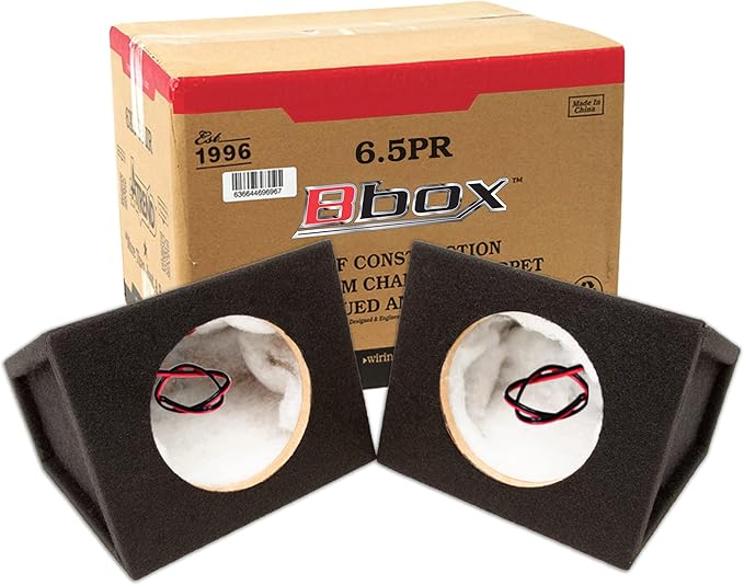 Bbox Pro Audio Tuned 6.5" Speaker Enclosures - Premium Speakers to Enhance Sound and Bass - Nickel Finish Speaker Terminals for Car or Truck - 18 Gauge Audio Cables - Speaker Set of 2 (Black)