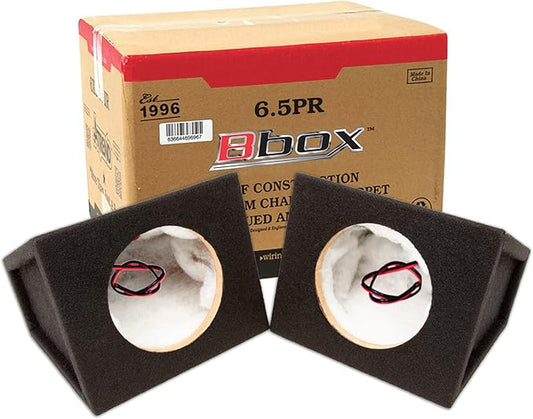 Bbox Pro Audio Tuned 6.5" Speaker Enclosures - Premium Speakers to Enhance Sound and Bass - Nickel Finish Speaker Terminals for Car or Truck - 18 Gauge Audio Cables - Speaker Set of 2 (Black)